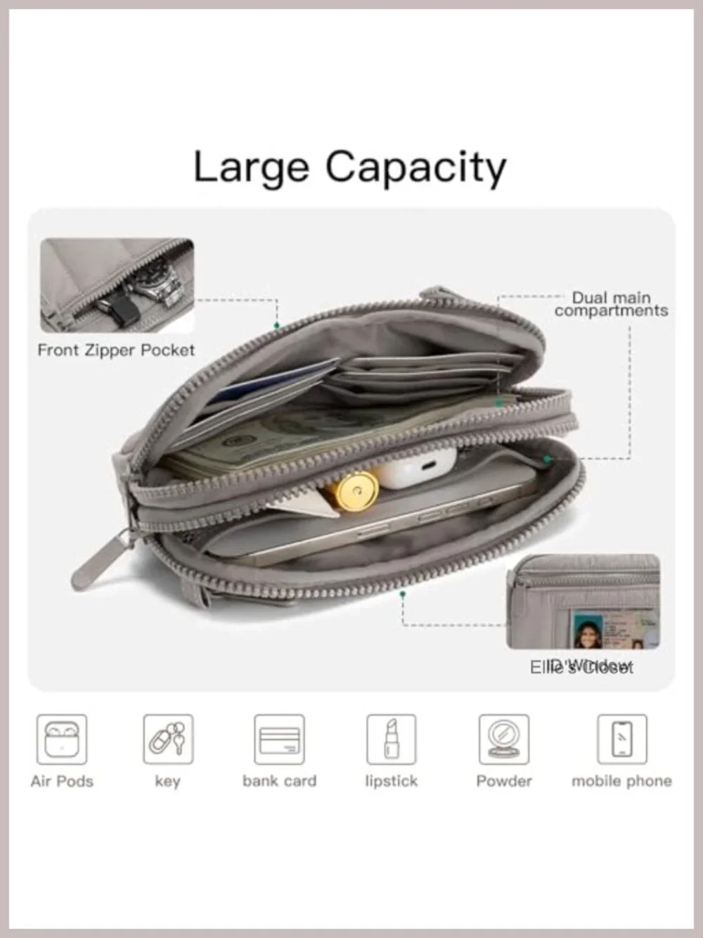 Puffy Crossbody Purse for Women RFID Blocking Wristlet Wallet Nylon